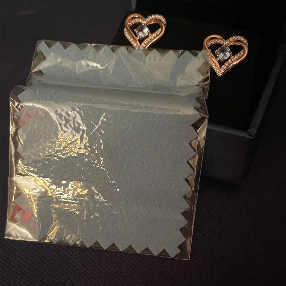 Elegant Gold Heart Earrings with Crystals